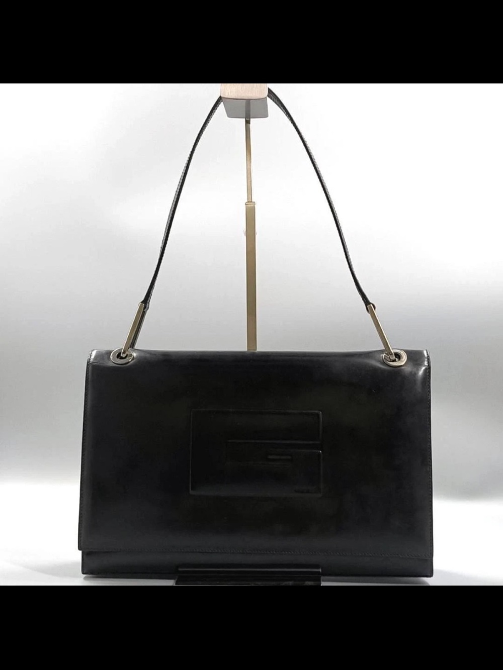 Gucci Black Leather Shoulder Bag with Gold Hardware